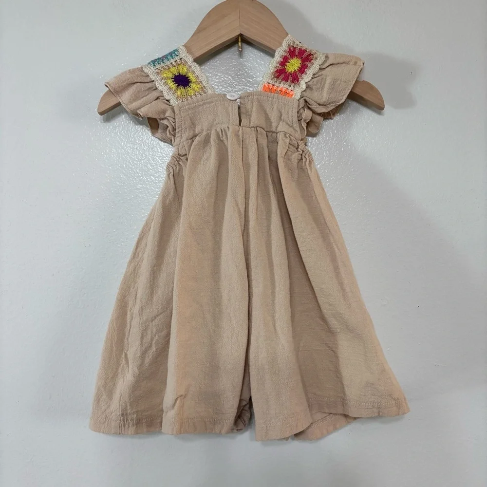 Rayon Crochet Granny Square Baby Romper 6-9M